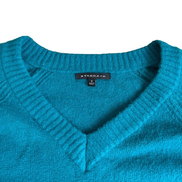 Staccato Turquoise V-neck Long Sleeve Sweater | Women's S - Picture 2 of 5